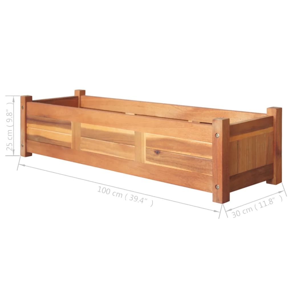 Lot de 2 jardinières surélevées en bois d'acacia 100 x 30 x 25 cm