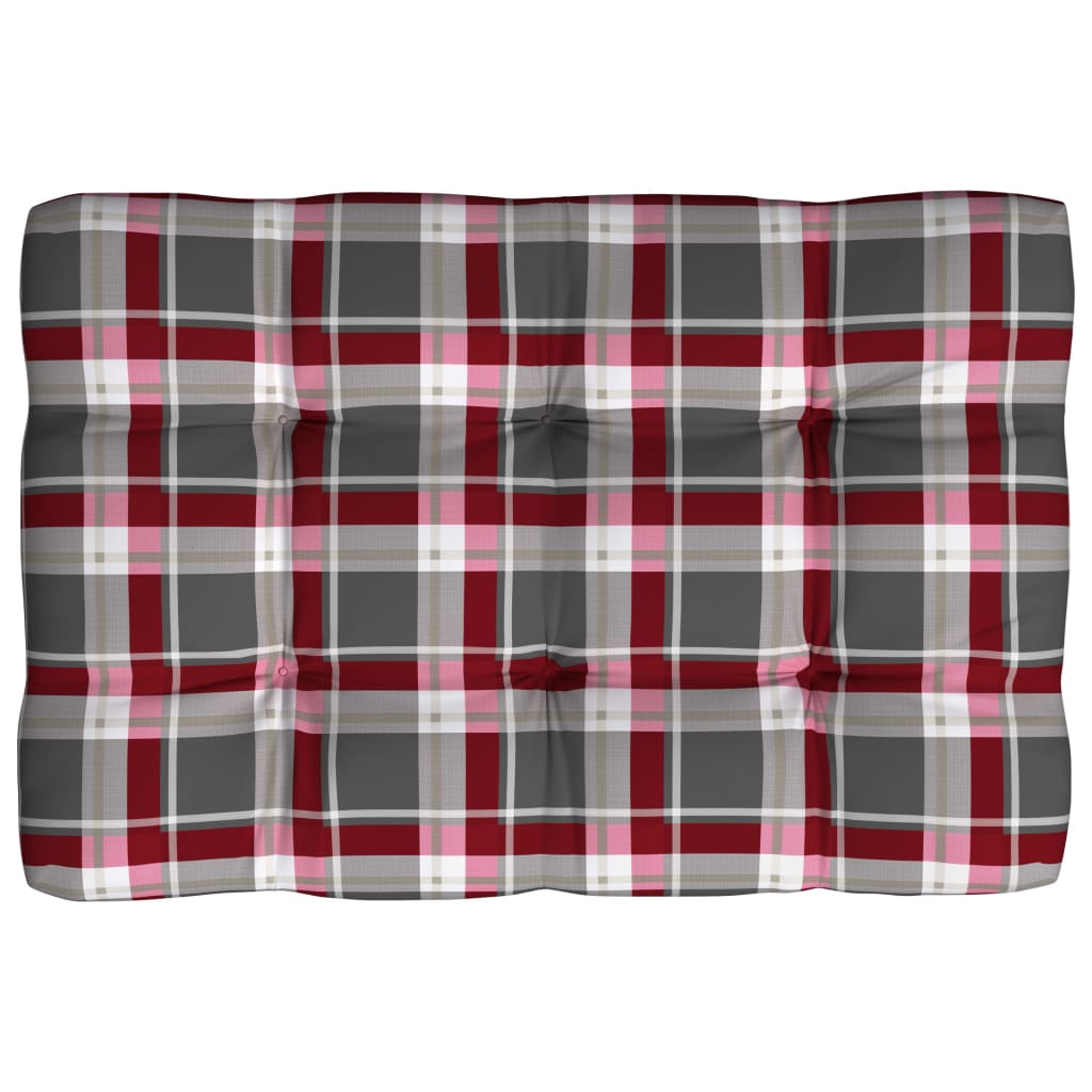 Coussins de canapé palette, 7 pièces. Motif à carreaux rouges