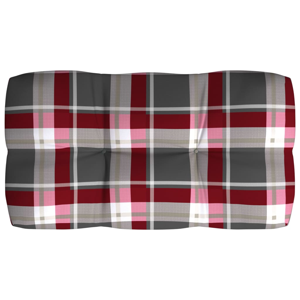Coussins de canapé palette, 7 pièces. Motif à carreaux rouges