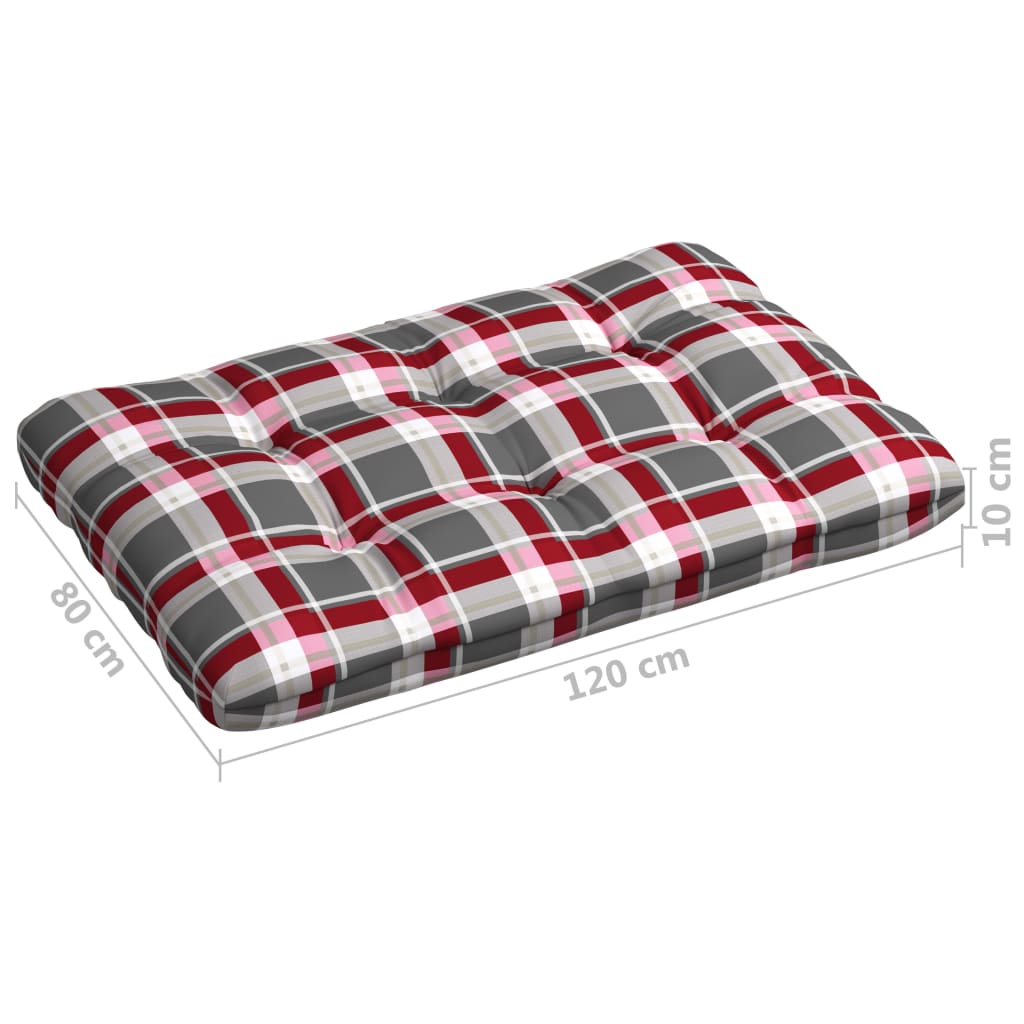 Coussins de canapé palette, 7 pièces. Motif à carreaux rouges