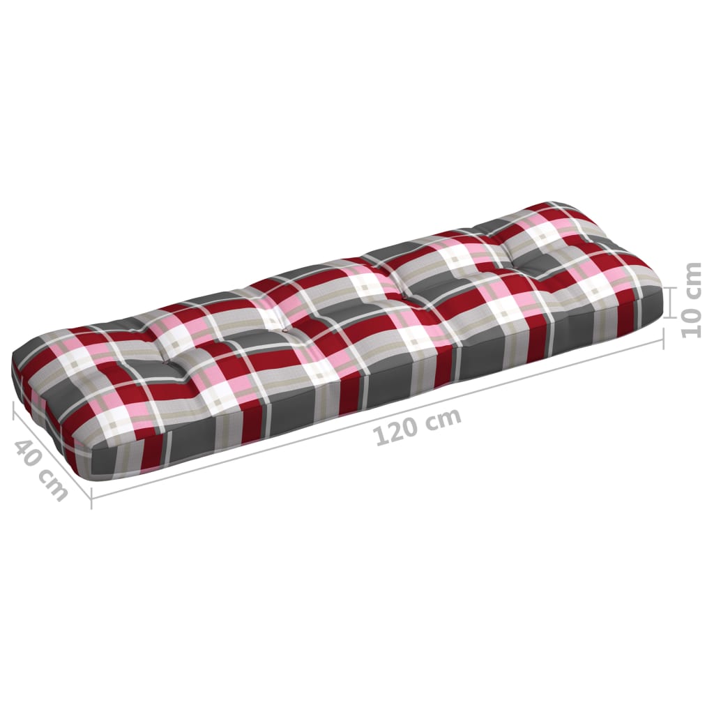 Coussins de canapé palette, 7 pièces. Motif à carreaux rouges