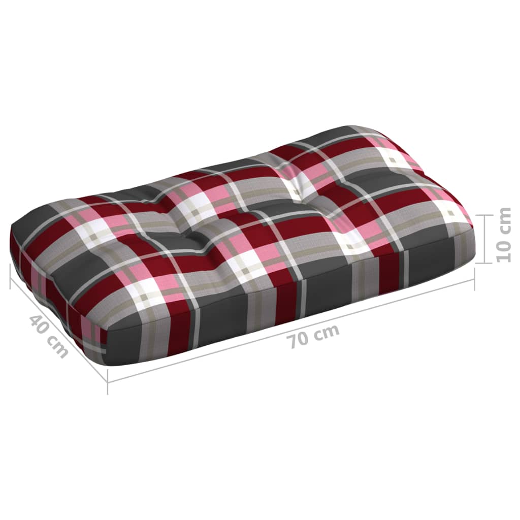 Coussins de canapé palette, 7 pièces. Motif à carreaux rouges