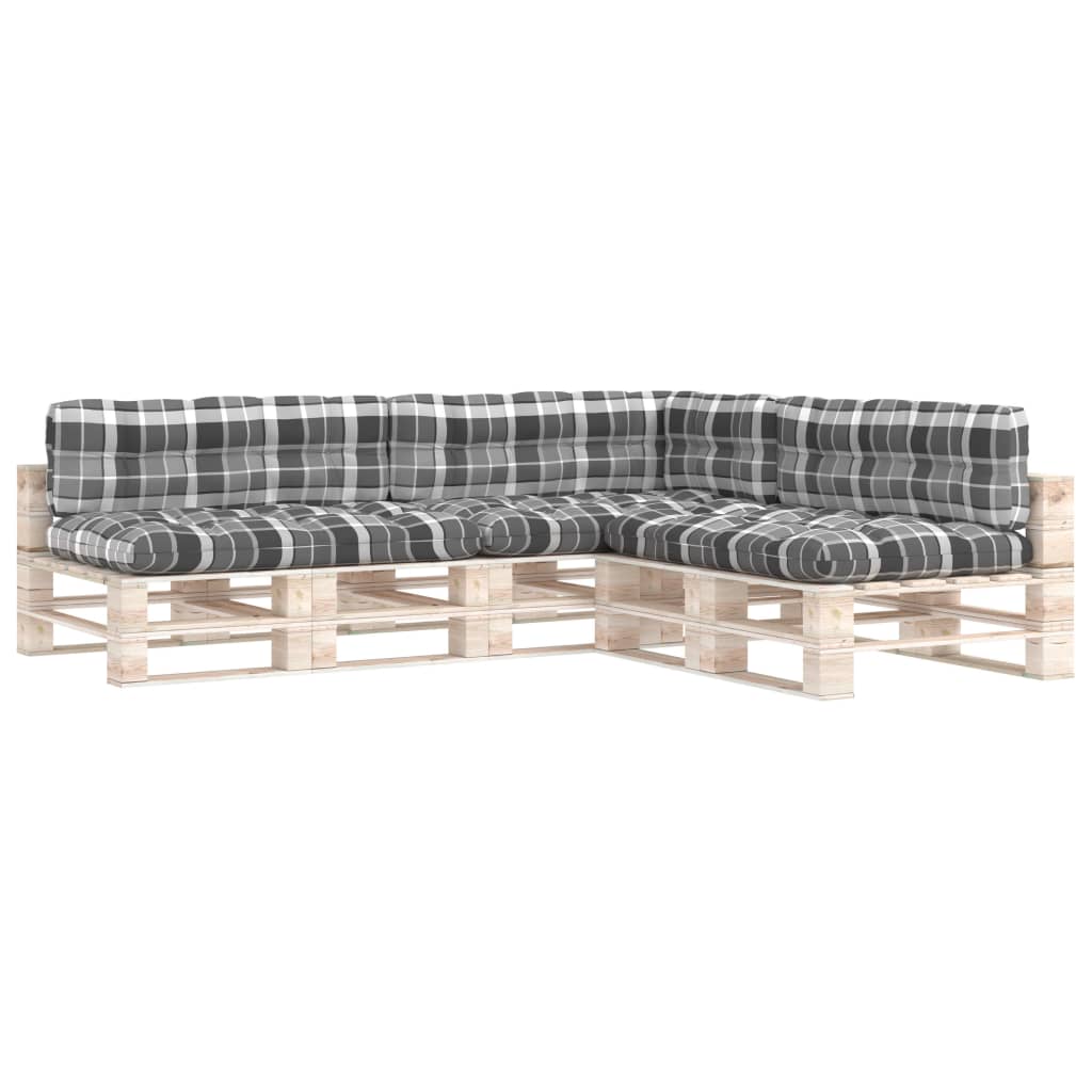 Palettensofa-Auflagen 7 Stk. Grau Karomuster