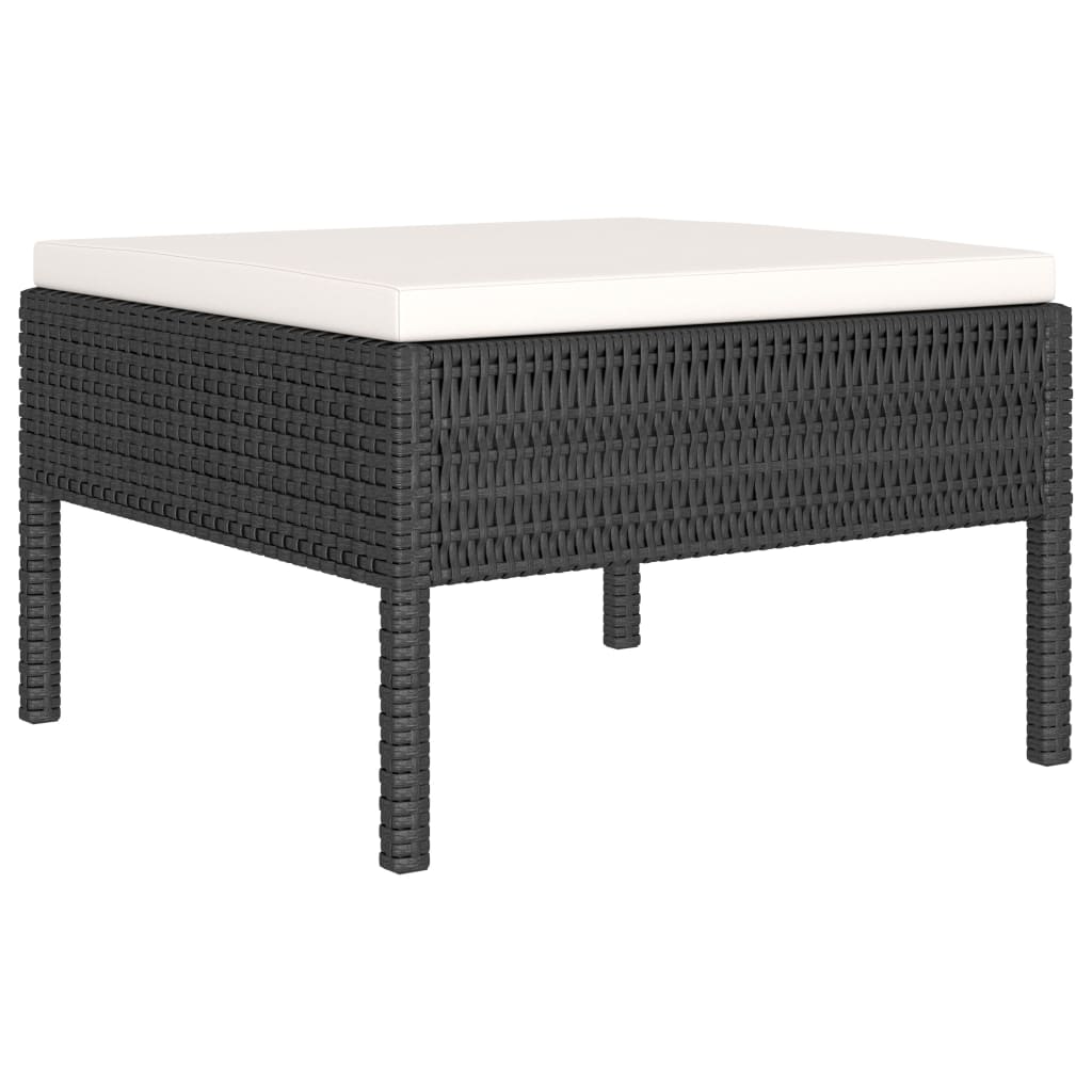 10 pièces. Salon de jardin avec coussins poly rotin noir