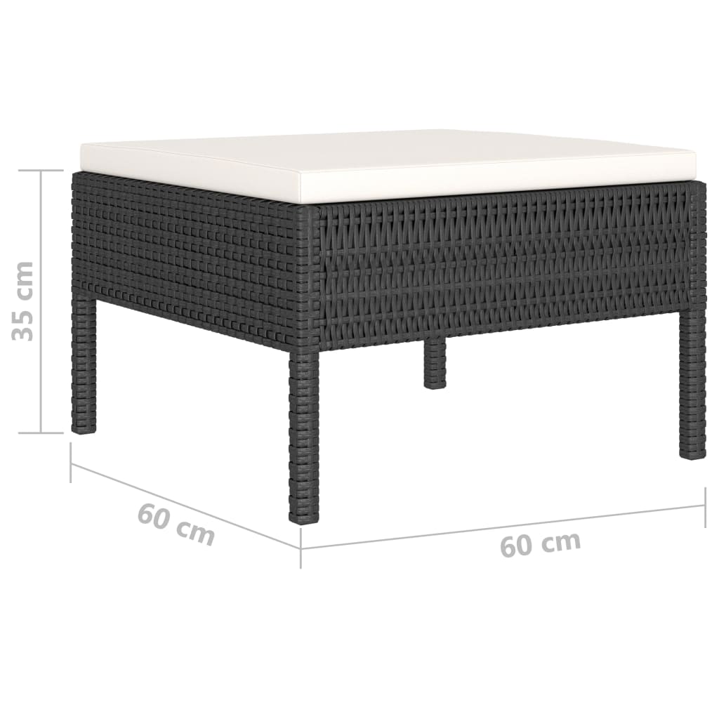 10 pièces. Salon de jardin avec coussins poly rotin noir