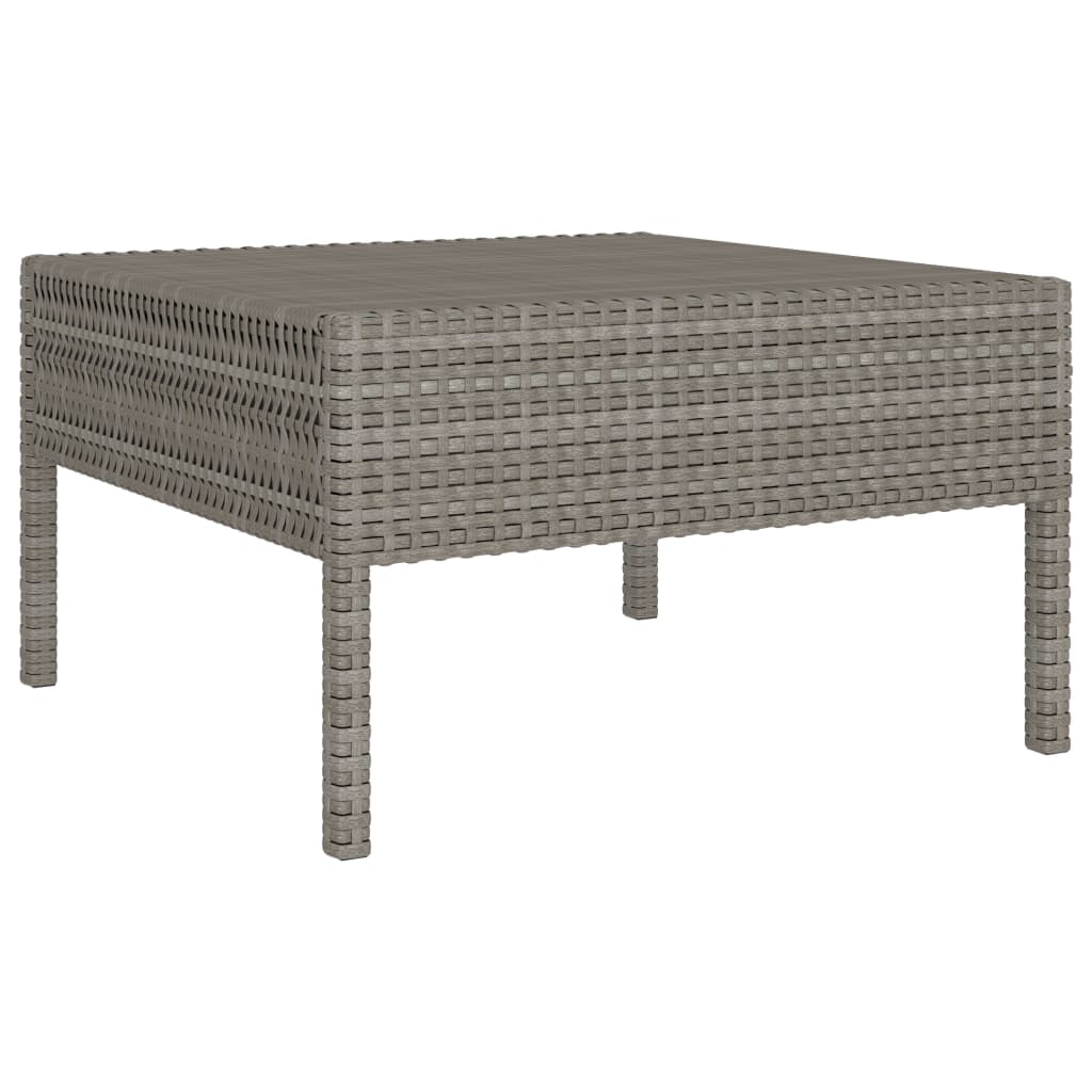 10 pièces. Salon de jardin avec coussins poly rotin gris
