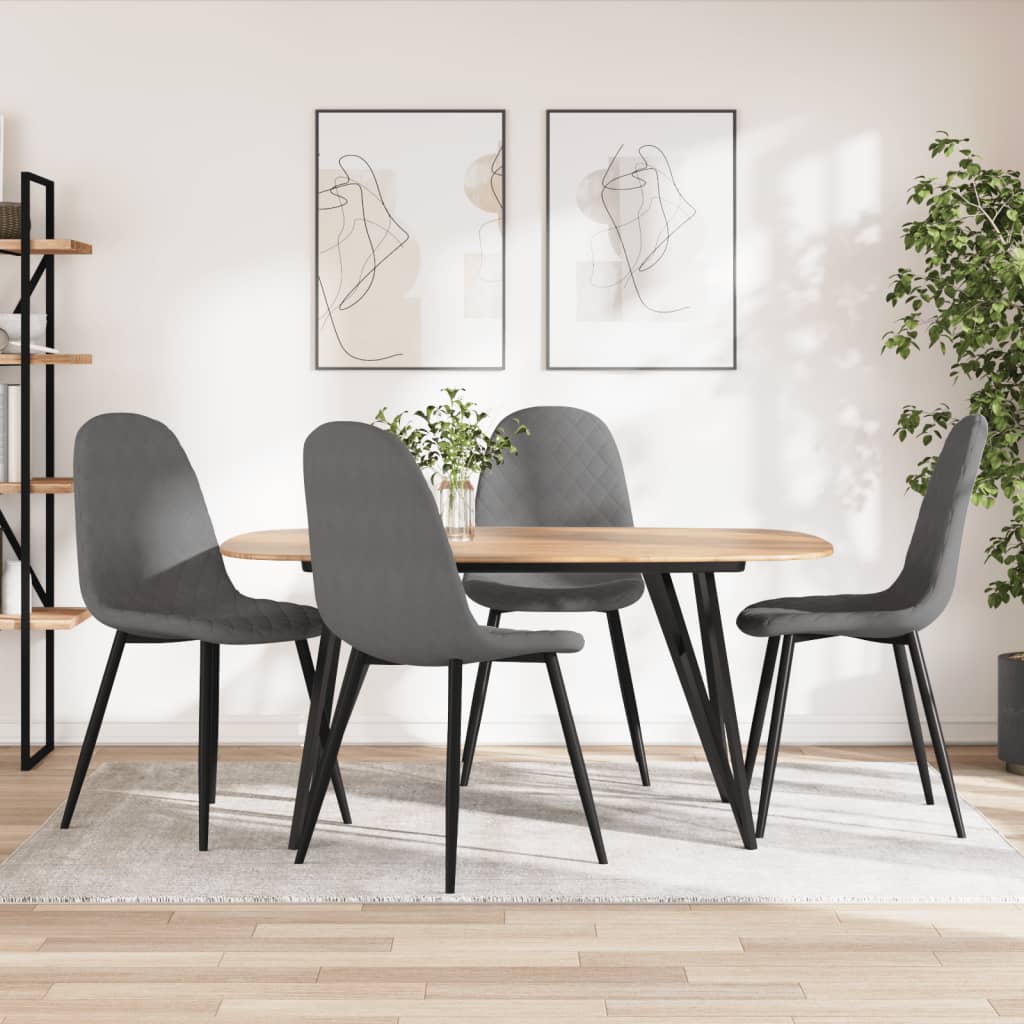 Chaises de salle à manger, lot de 4, velours gris clair