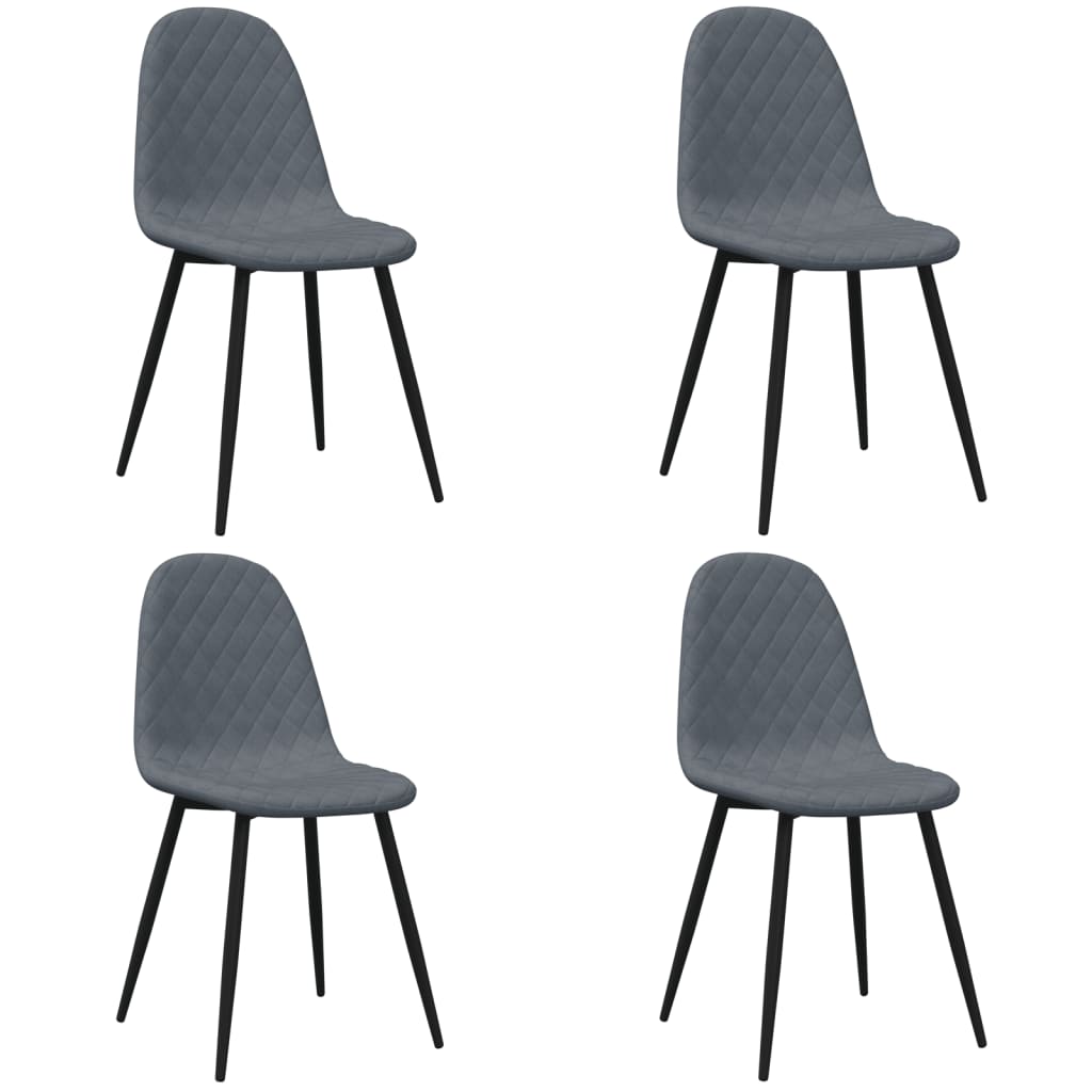 Chaises de salle à manger, lot de 4, velours gris foncé