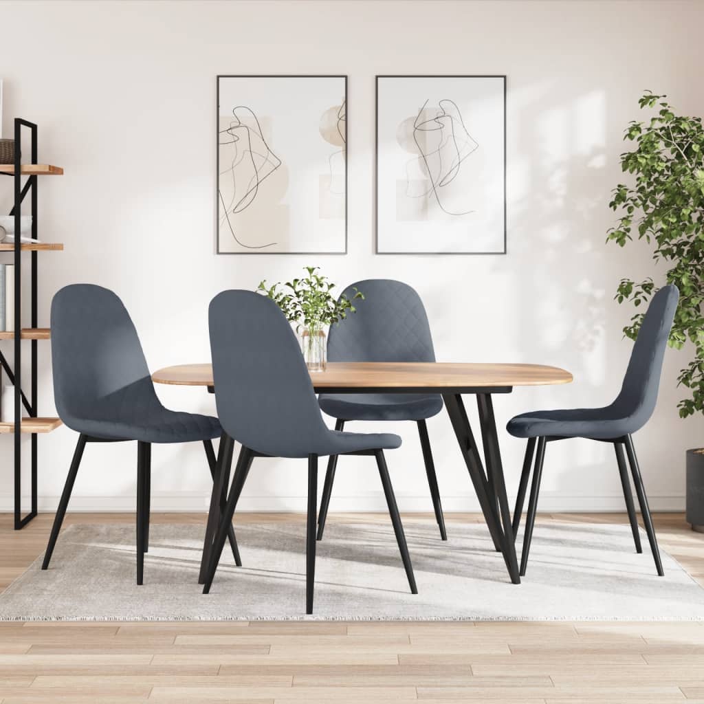 Chaises de salle à manger, lot de 4, velours gris foncé