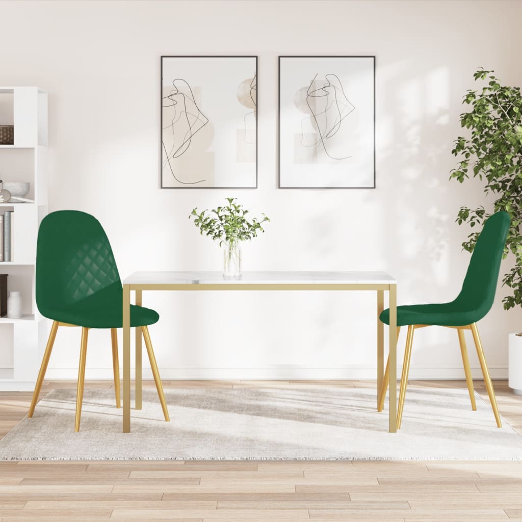 Dining chairs 2 pcs. Dark green velvet
