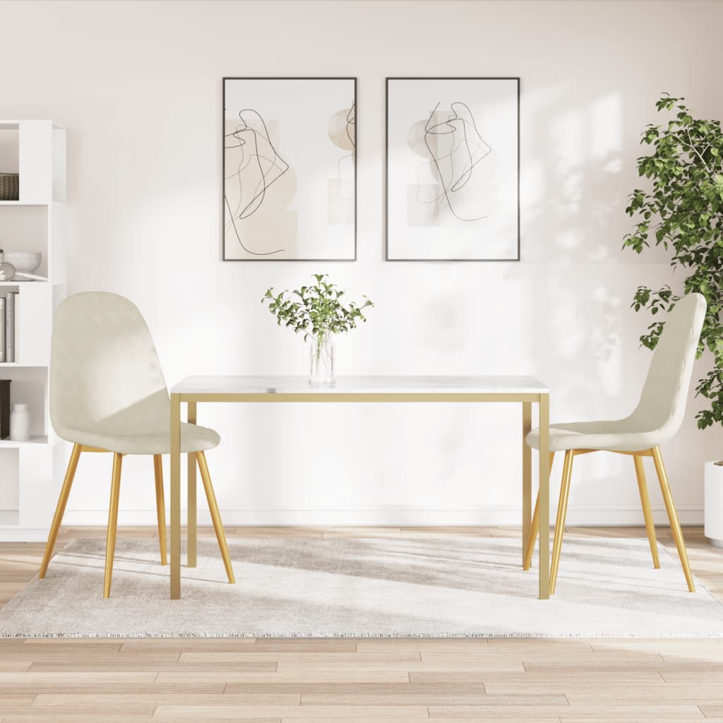 Dining chairs 2 pcs. Cream white velvet