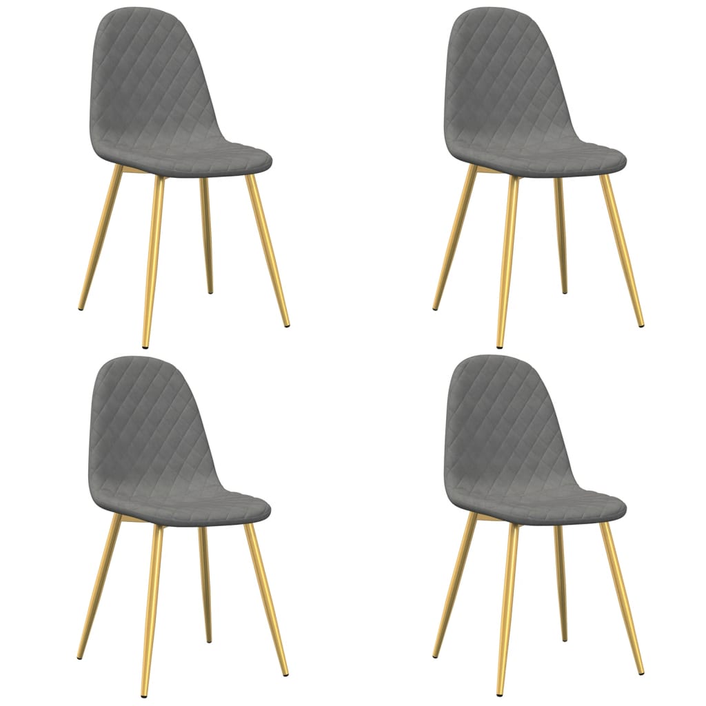 Chaises de salle à manger, lot de 4, velours gris clair