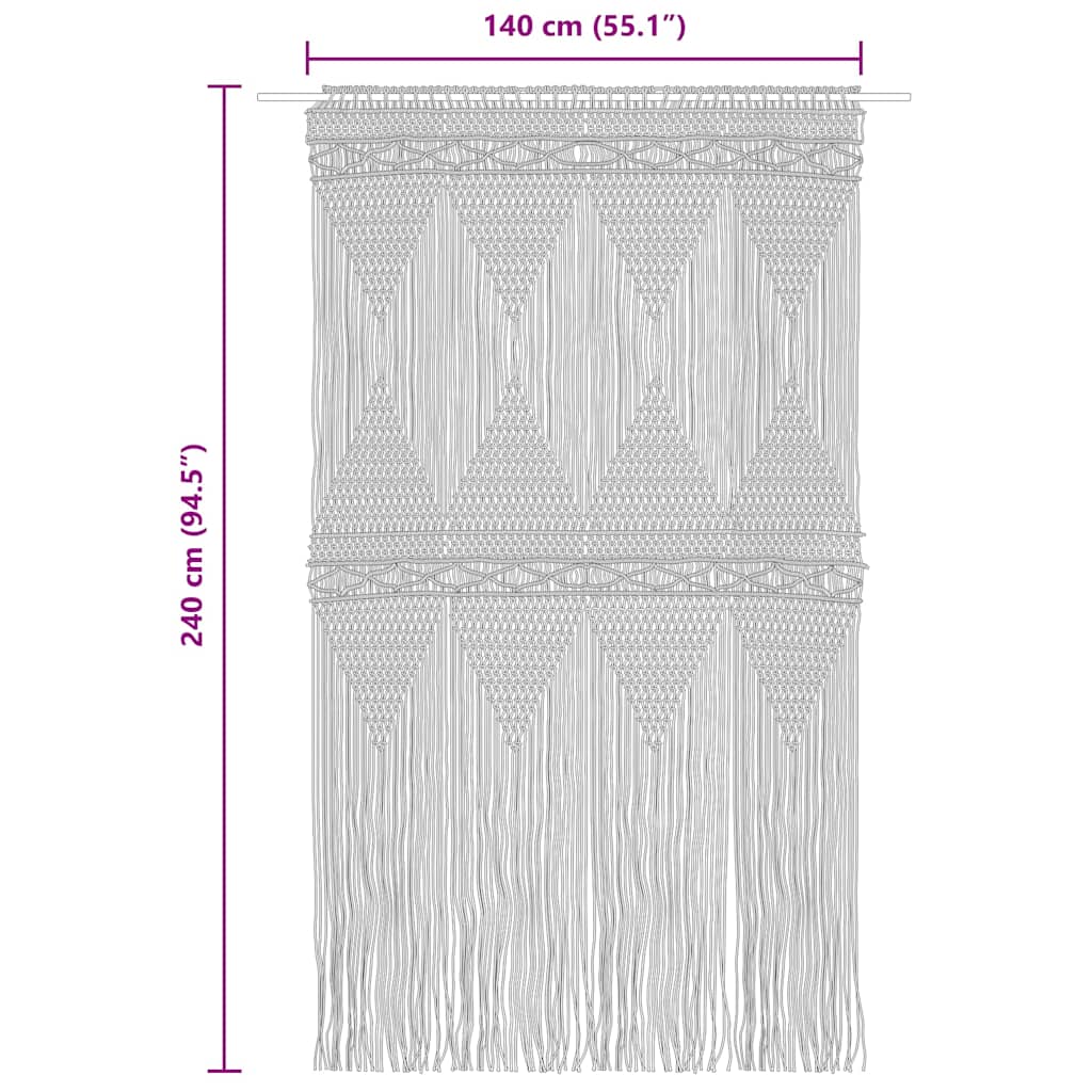 Makramee Vorhang Blau 140x240 cm Baumwolle