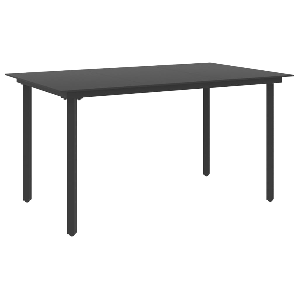 Garten-Esstisch Schwarz 150x80x74 cm Stahl und Glas