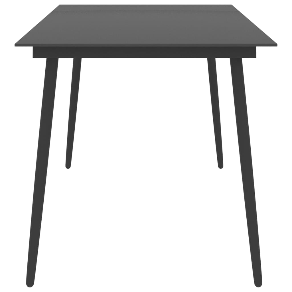 Table à manger de jardin noire 190x90x74 cm acier et verre