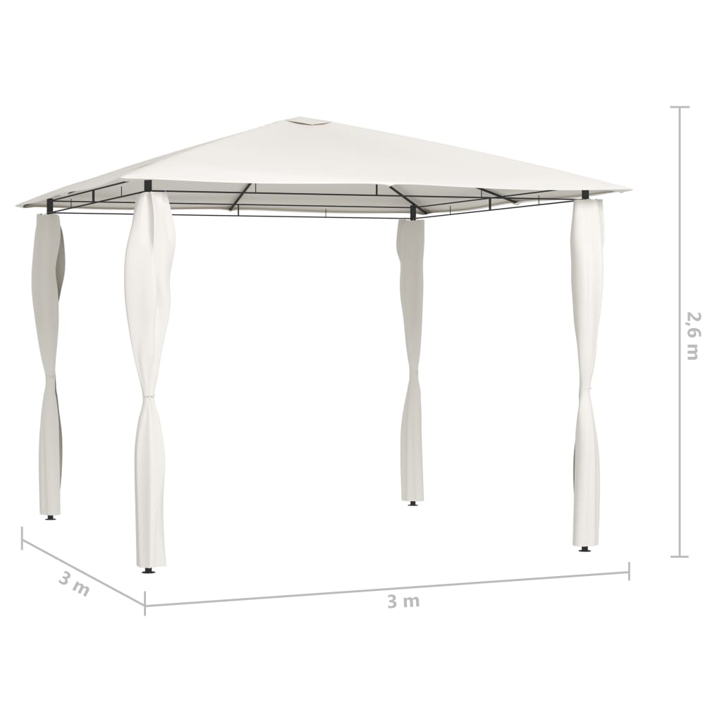 Gazebo with post covers 3x3x2.6 m cream 160 g/m²