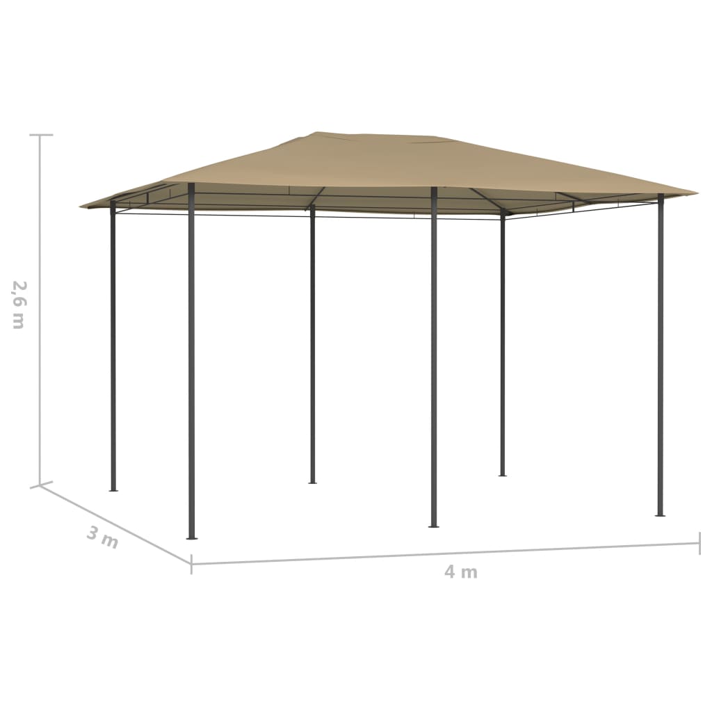 Gazebo 3x4x2.6 m taupe 160 g/m²