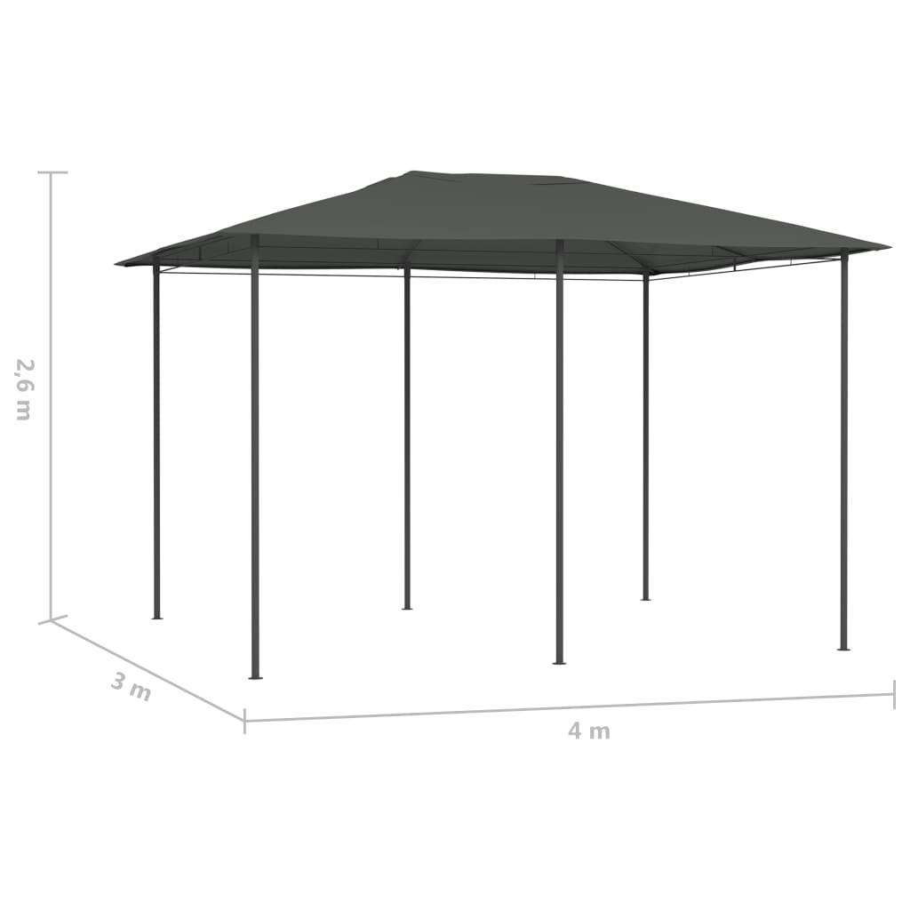 Gazebo 3x4x2.6 m anthracite 160 g/m²