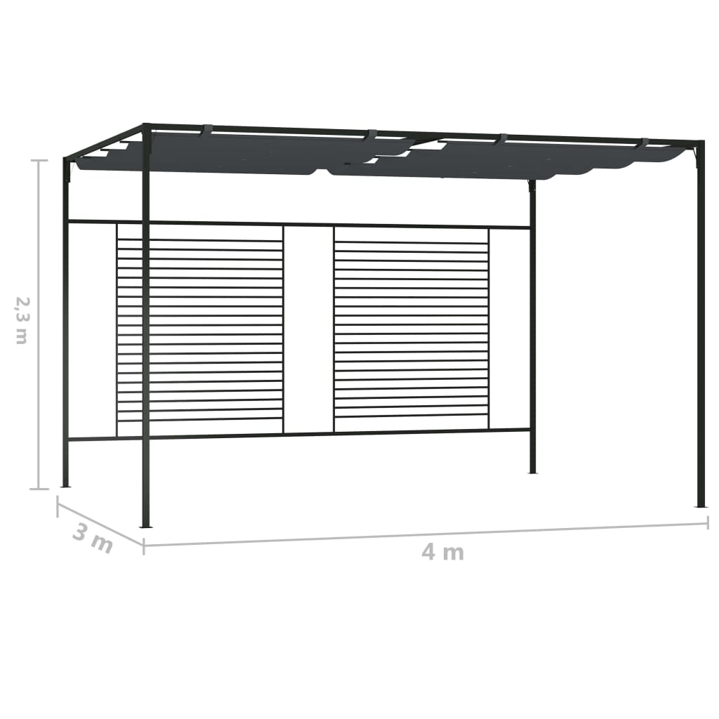 Tonnelle avec toit extensible 4x3x2,3 m anthracite 180 g/m²
