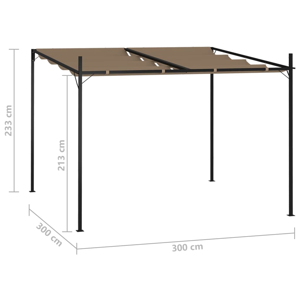 Pavillon mit Ausziehbarem Dach 300x300x233 cm Taupe