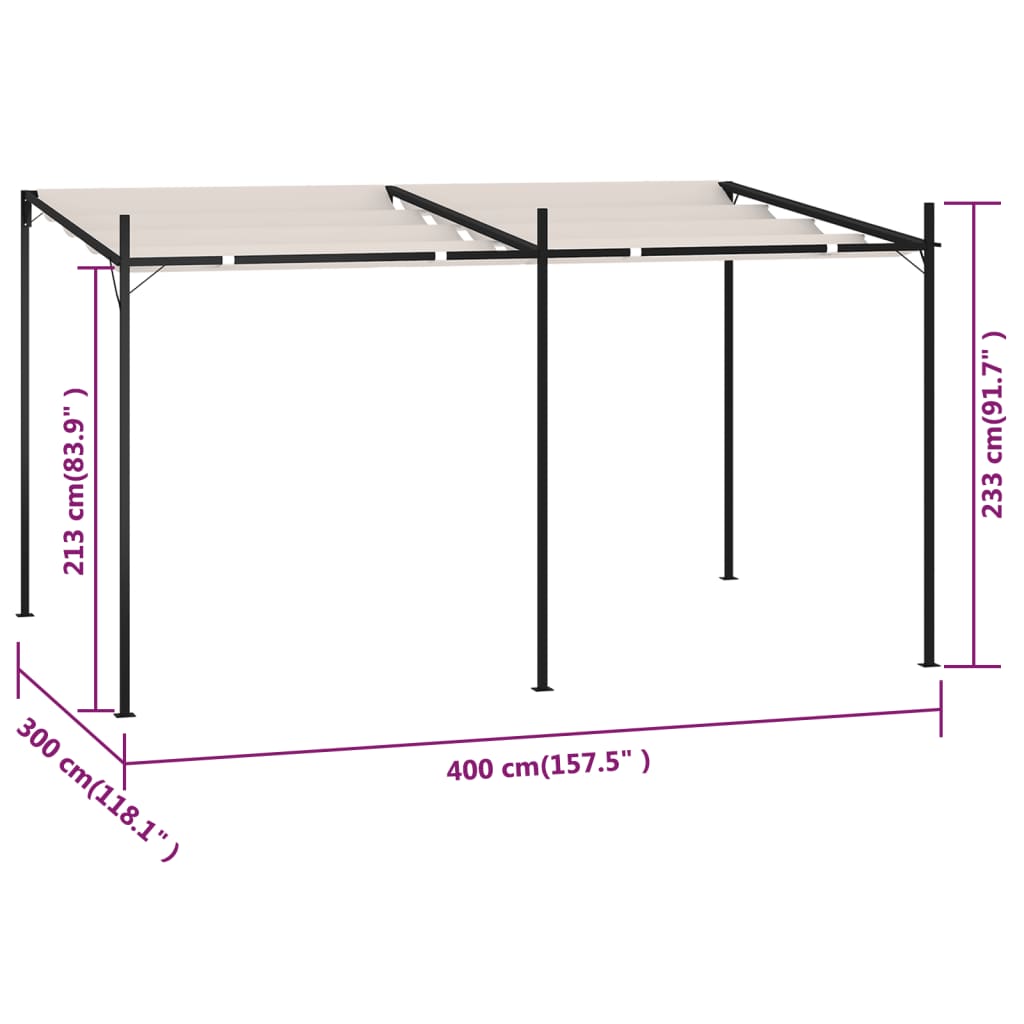 Pavillon mit Ausziehbarem Dach 400x300x233 cm Creme