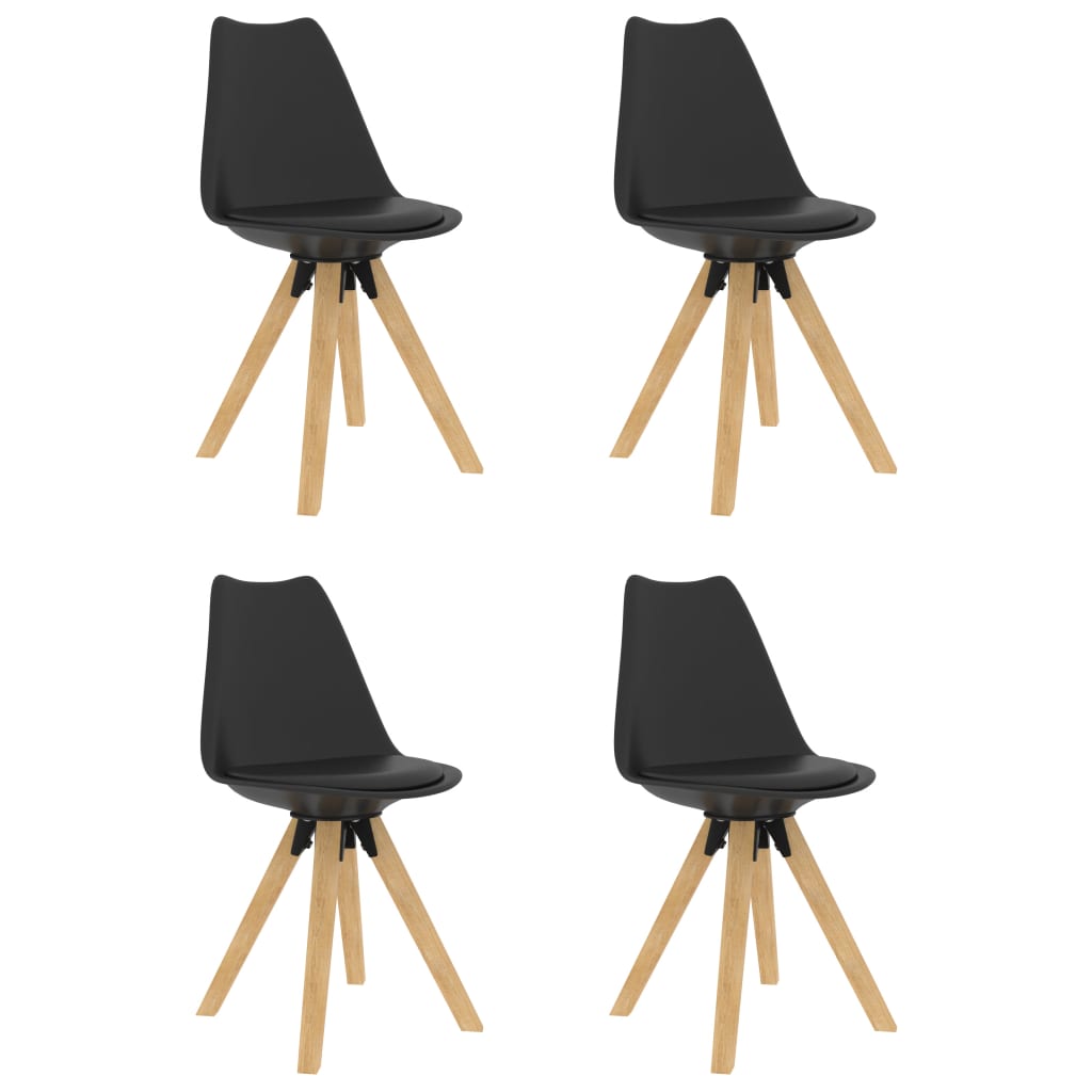 Esszimmerstühle 4 Stk. Schwarz PP und Massivholz Buche