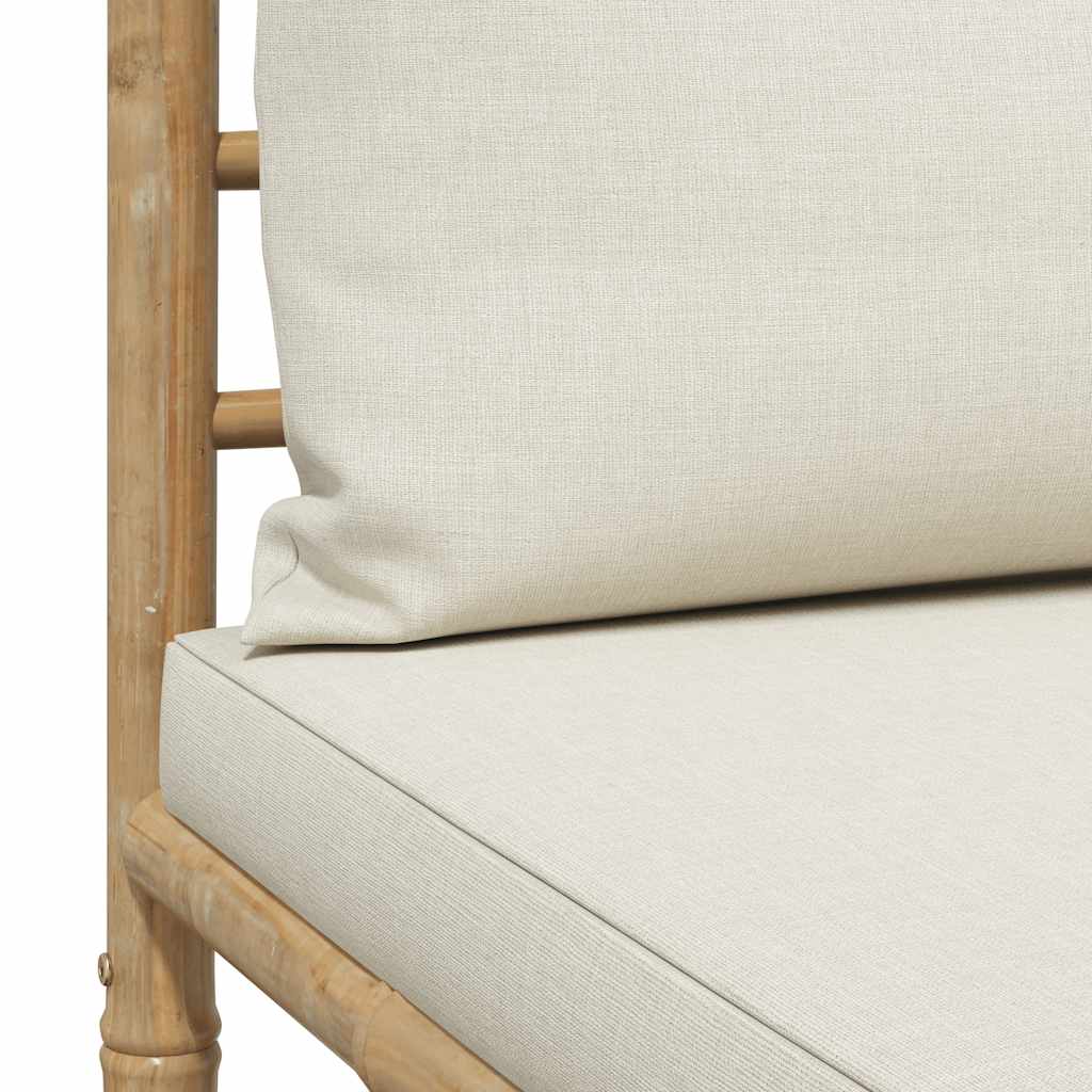2-tlg. Garten-Lounge-Set mit Kissen Cremeweiß Bambus