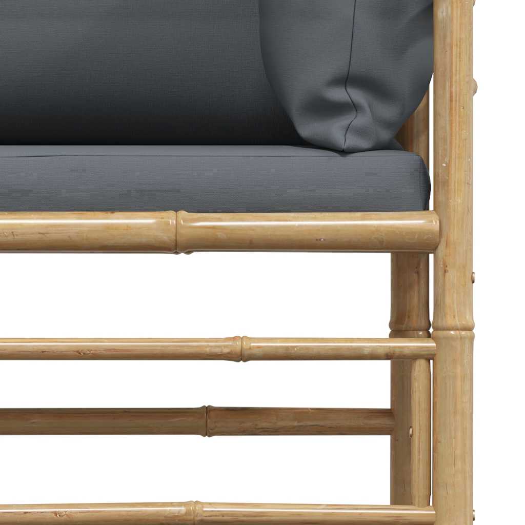 Gartensofa mit Dunkelgrauen Kissen Bambus