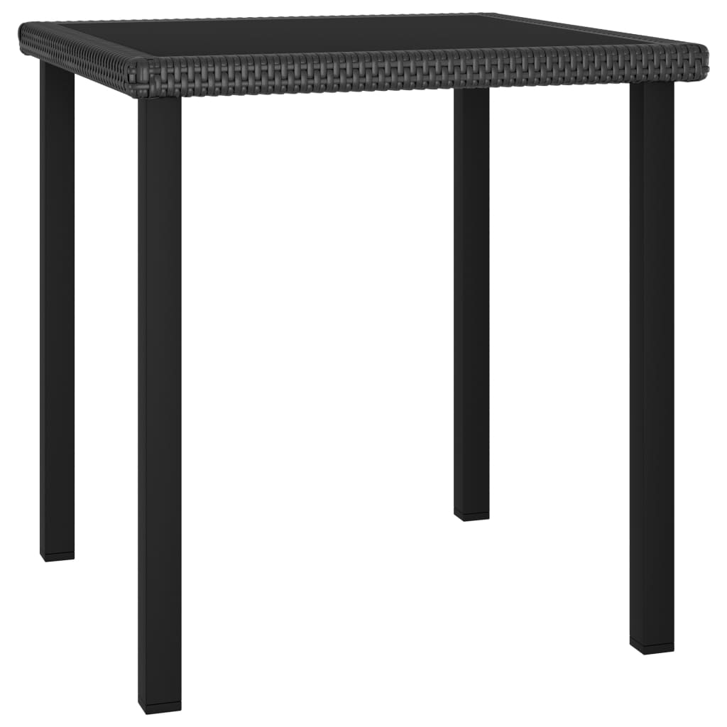 Garden dining table black 70x70x73 cm poly rattan