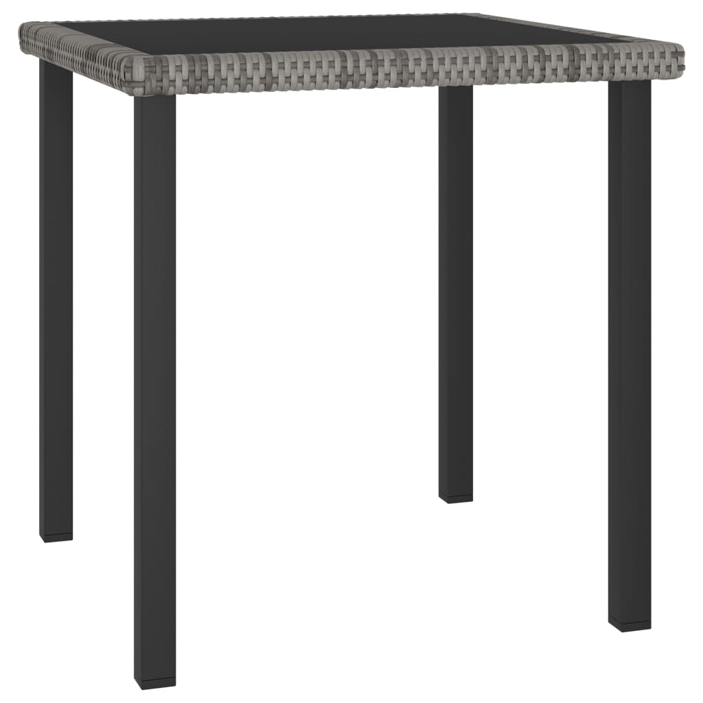 Table à manger de jardin grise 70x70x73 cm en résine tressée