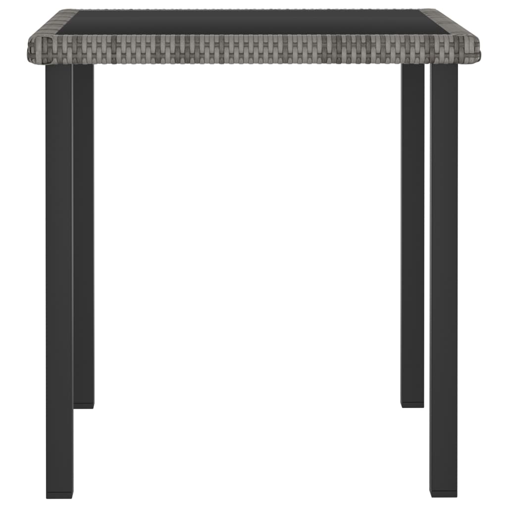 Table à manger de jardin grise 70x70x73 cm en résine tressée