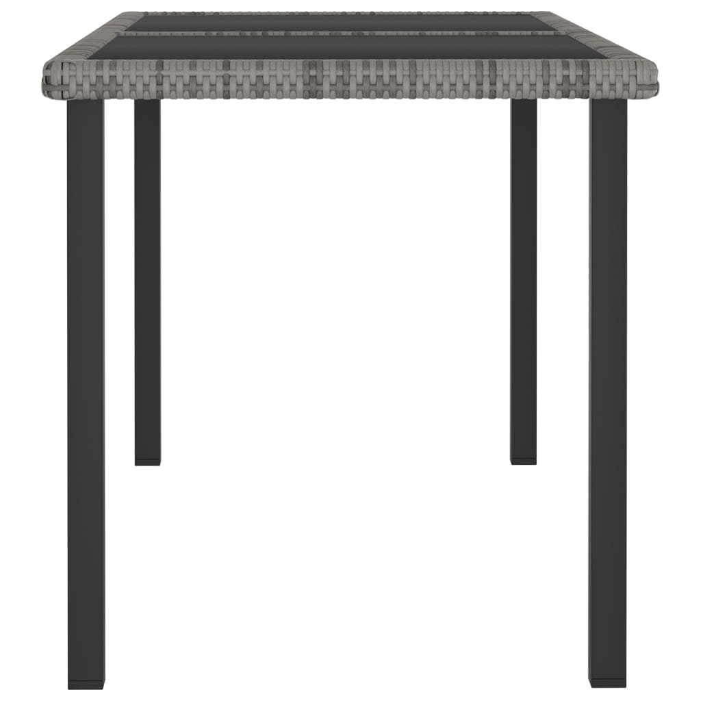 Table à manger de jardin grise 140x70x73 cm en résine tressée