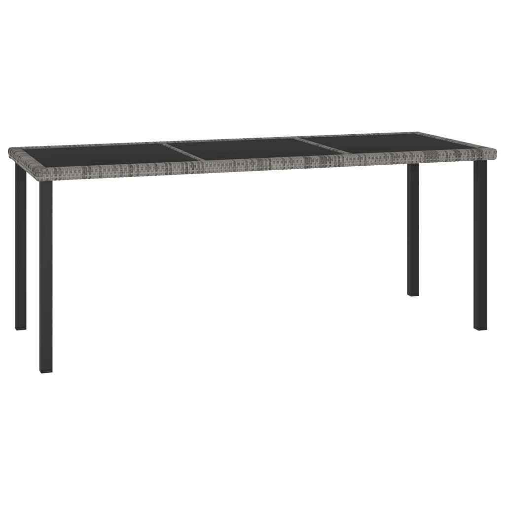Table à manger de jardin grise 180x70x73 cm en résine tressée