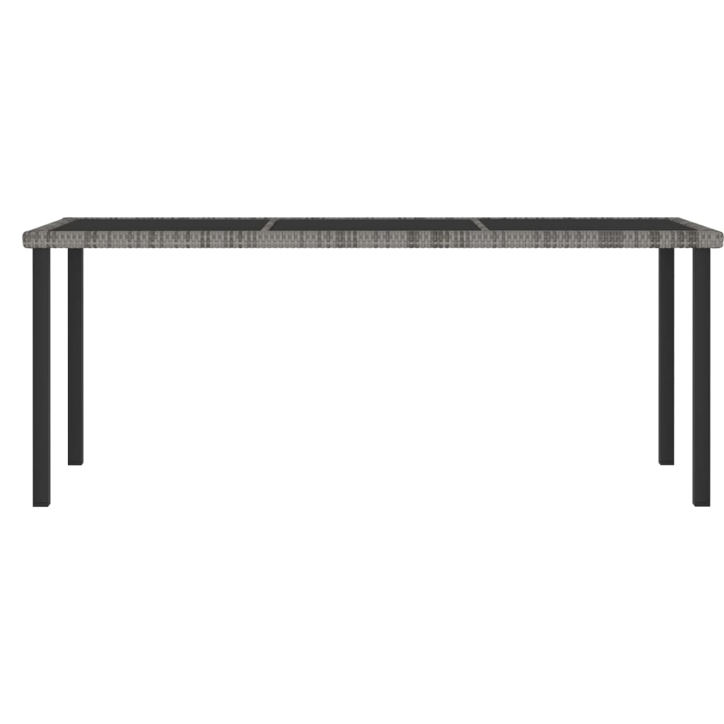 Table à manger de jardin grise 180x70x73 cm en résine tressée