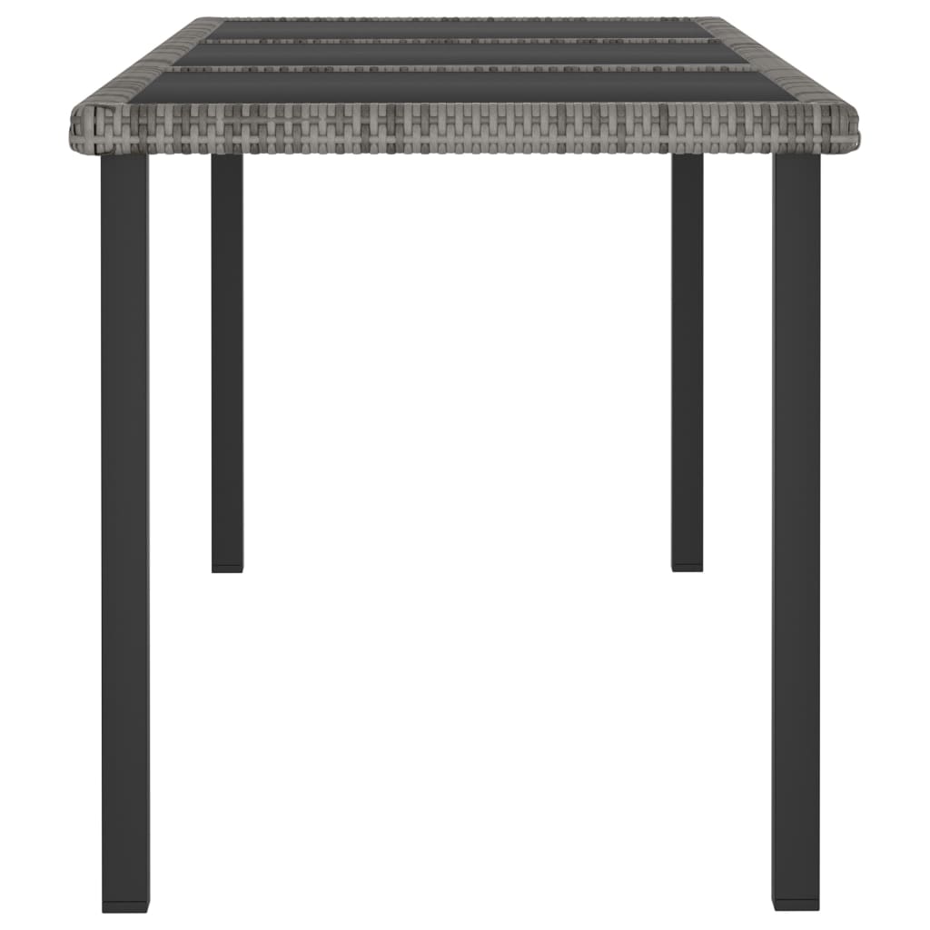 Table à manger de jardin grise 180x70x73 cm en résine tressée
