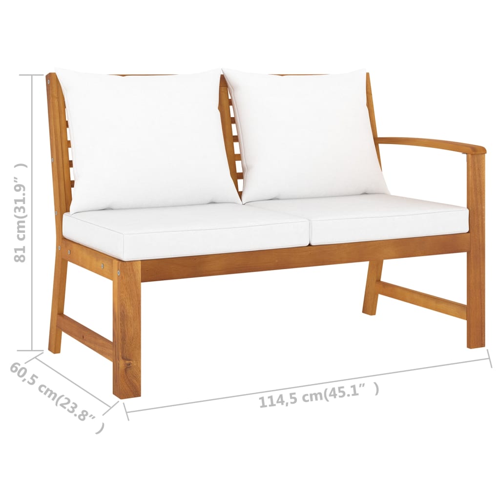 6-tlg. Garten-Lounge-Set mit Auflagen Creme Massivholz Akazie