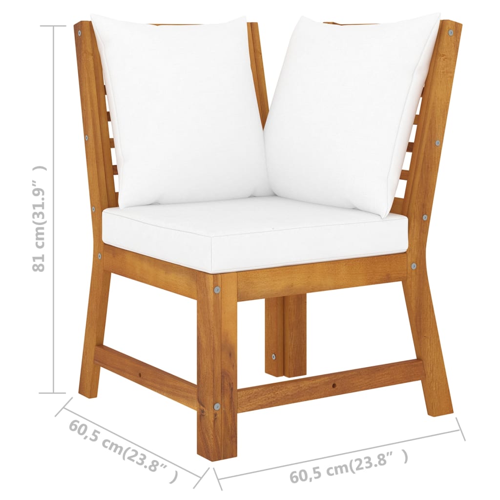 9-tlg. Garten-Lounge-Set mit Auflagen Creme Massivholz Akazie