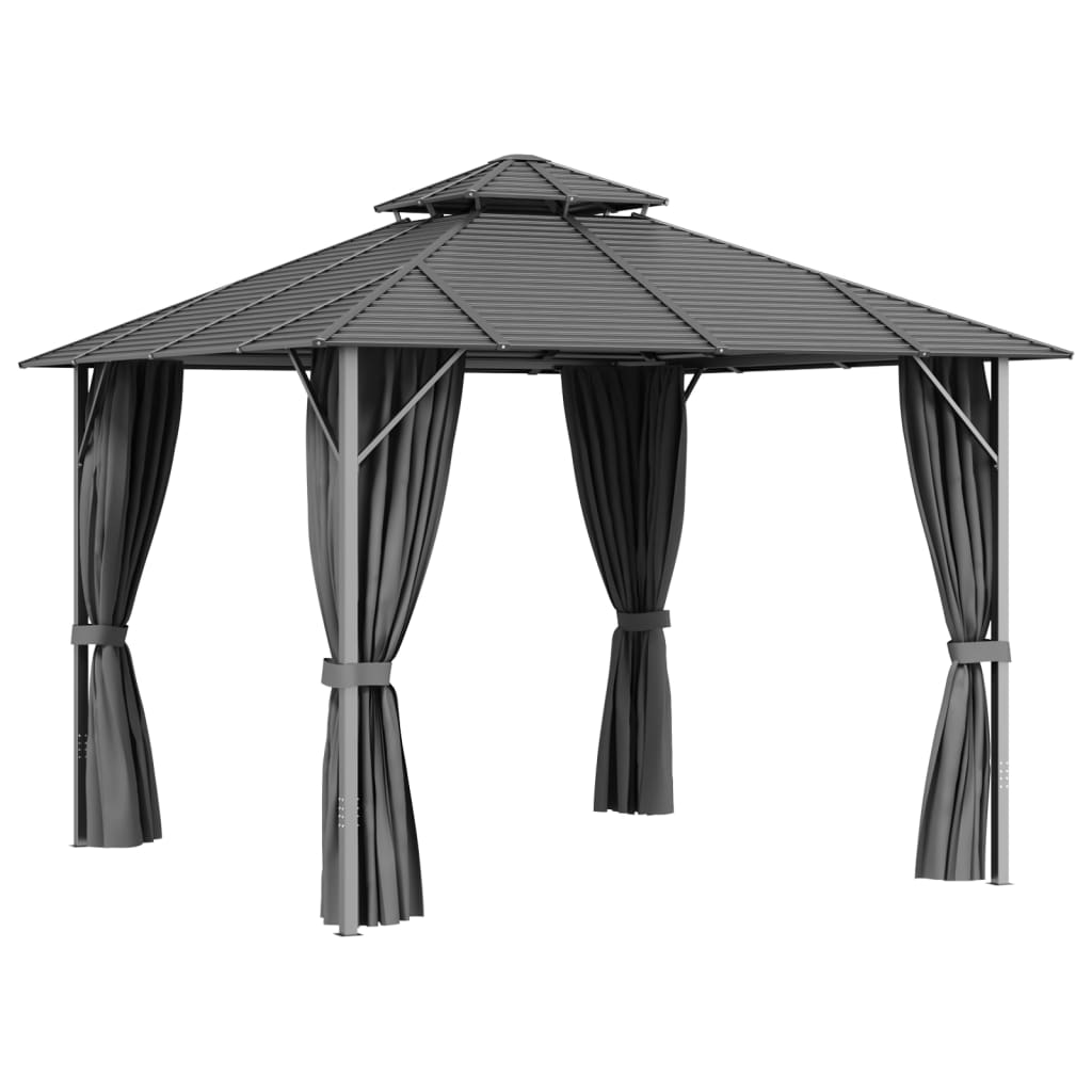 Pavillon mit Seitenwänden & Doppeldach 3x3 m Anthrazit