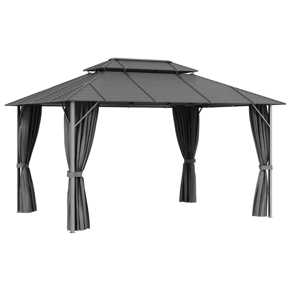 Pavillon mit Seitenwänden & Doppeldach 3x4 m Anthrazit