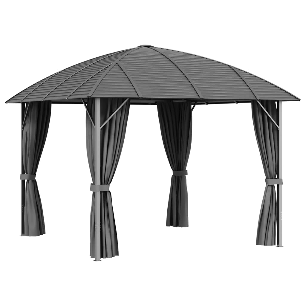 Pavillon mit Seitenwänden & Bogendach 3x3 m Anthrazit