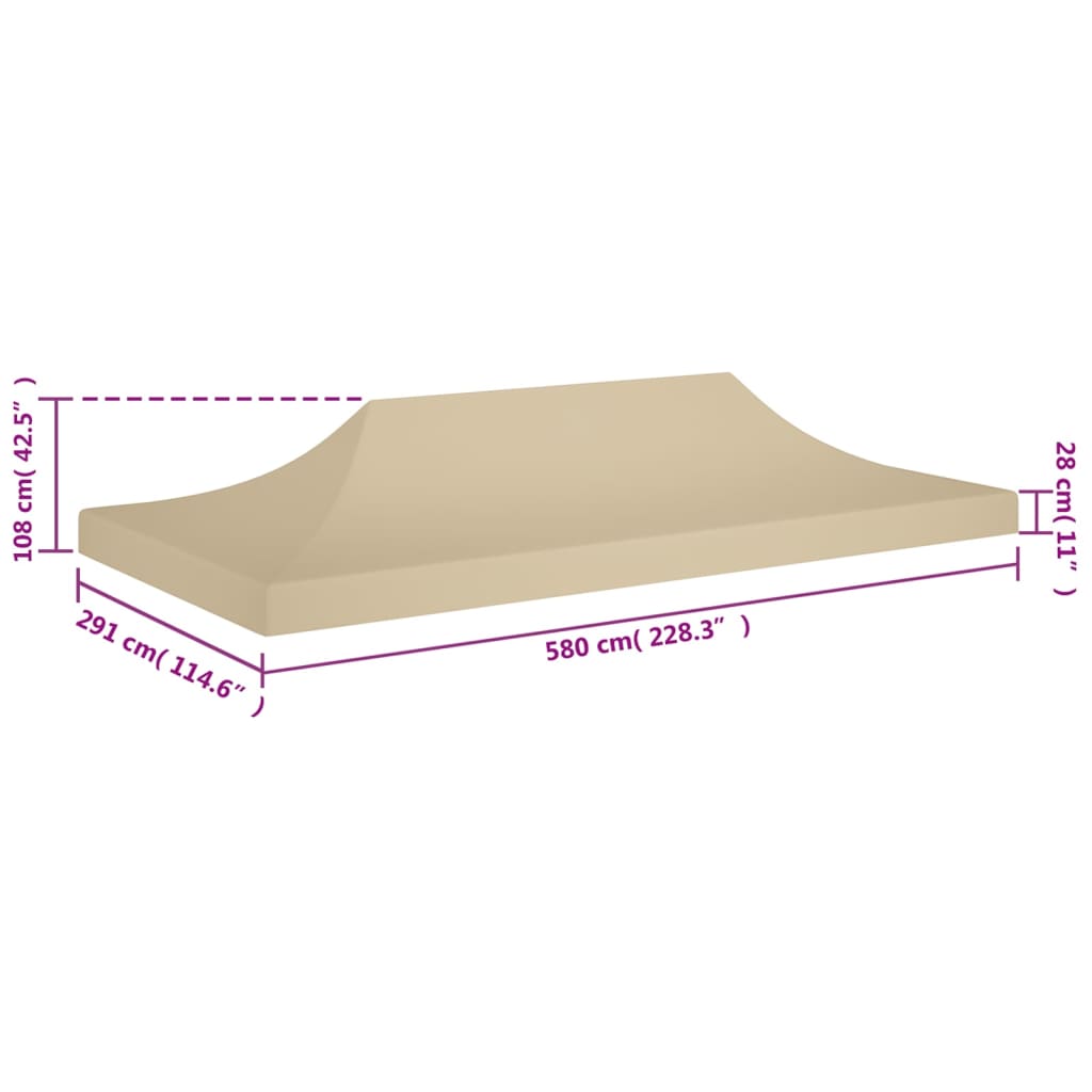 Toit de tente de réception 6x3 m beige 270 g/m²
