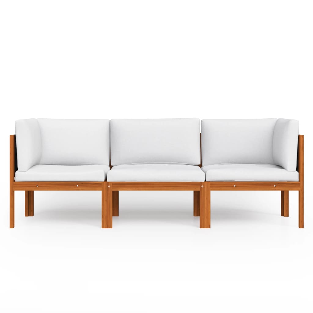 3-Sitzer-Gartensofa mit Kissen Holz Akazie & Seil