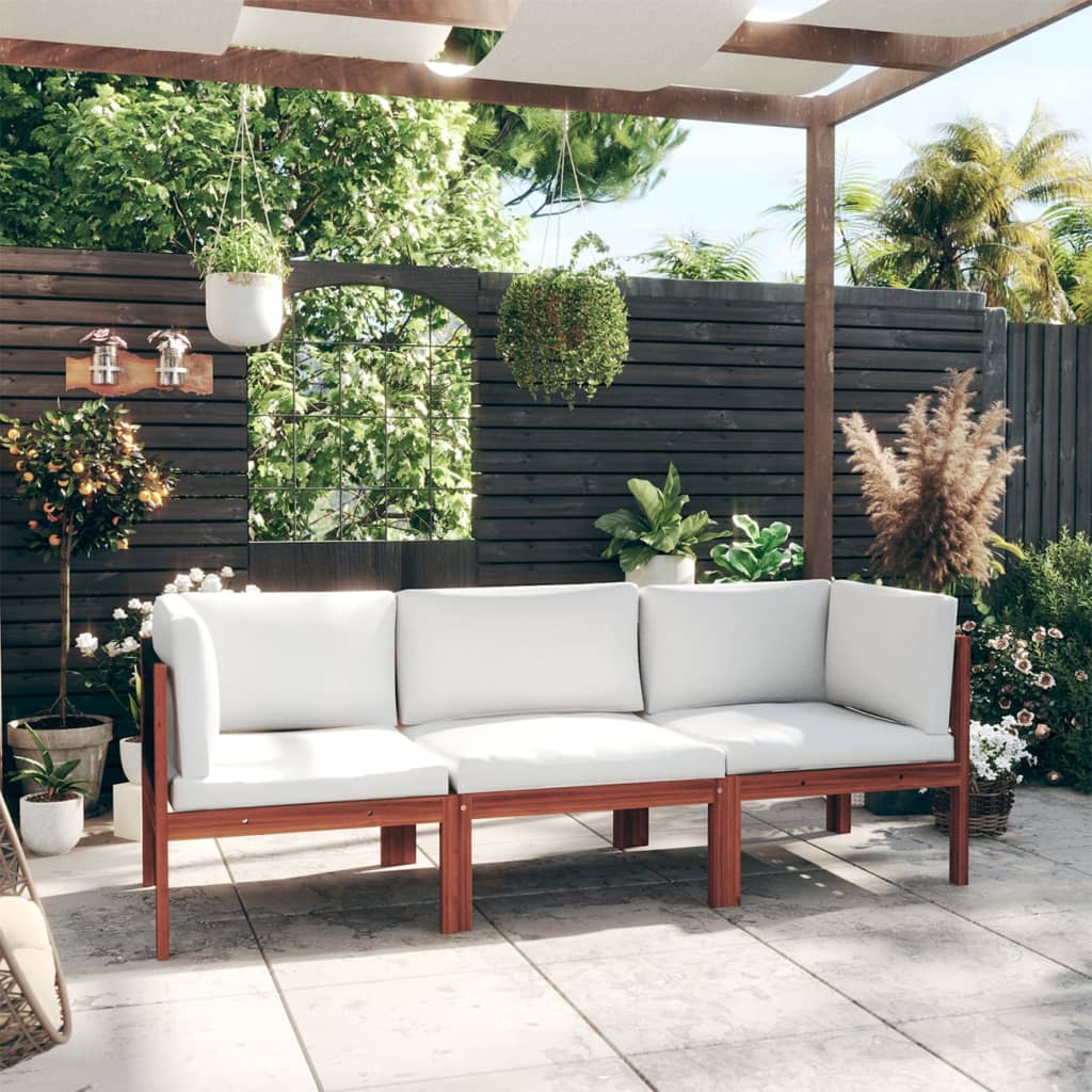 3-Sitzer-Gartensofa mit Kissen Holz Akazie & Seil