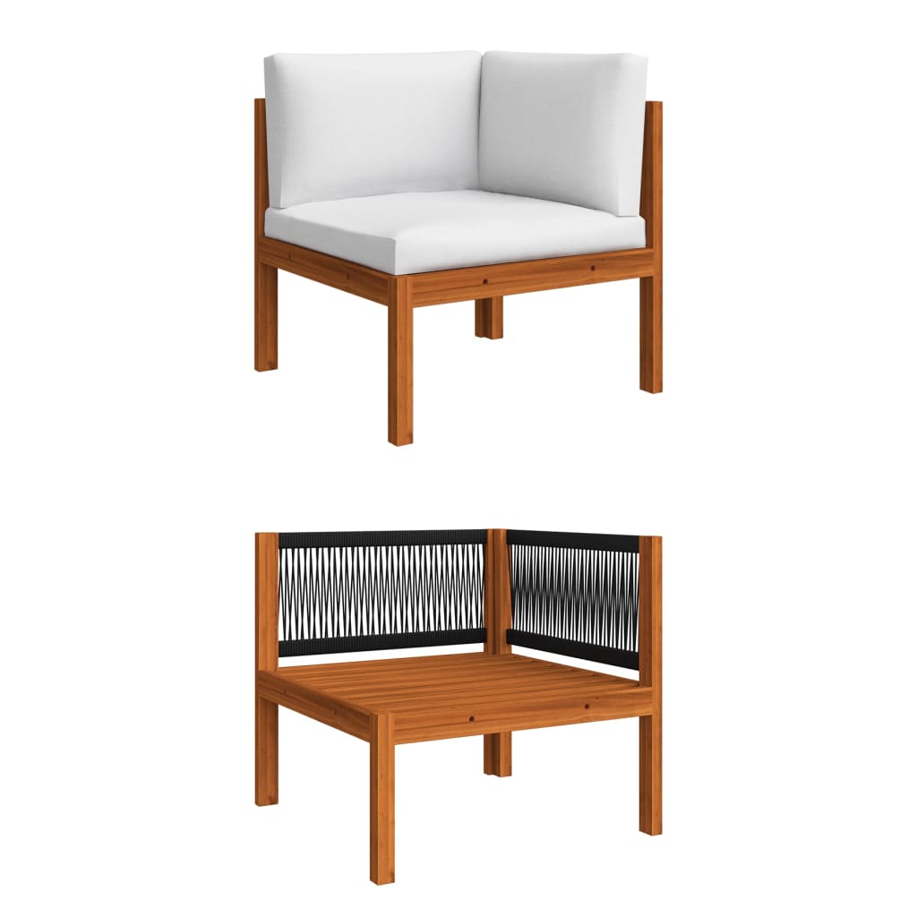 Salon de jardin 10 pièces avec coussins, blanc crème, bois d'acacia massif