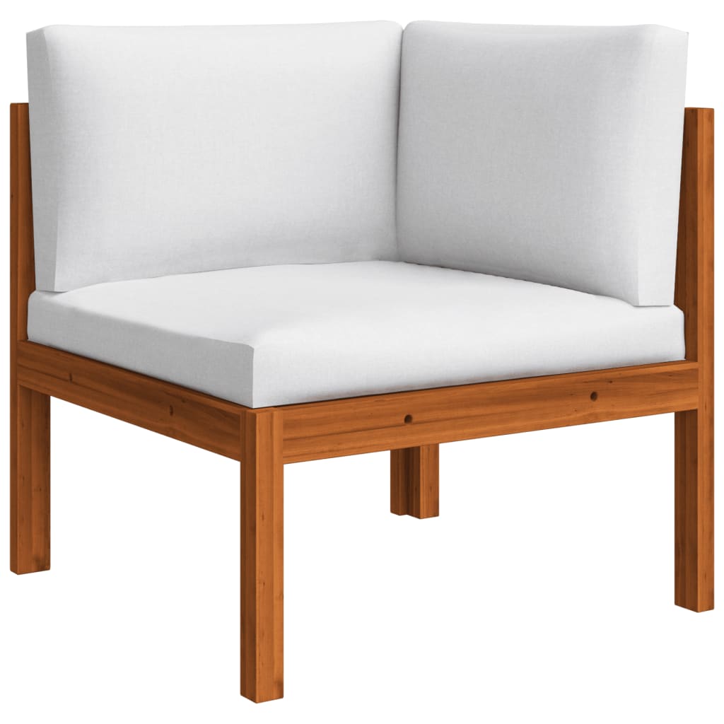 Salon de jardin 10 pièces avec coussins, blanc crème, bois d'acacia massif