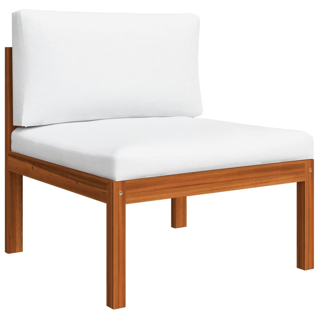 Salon de jardin 10 pièces avec coussins, blanc crème, bois d'acacia massif