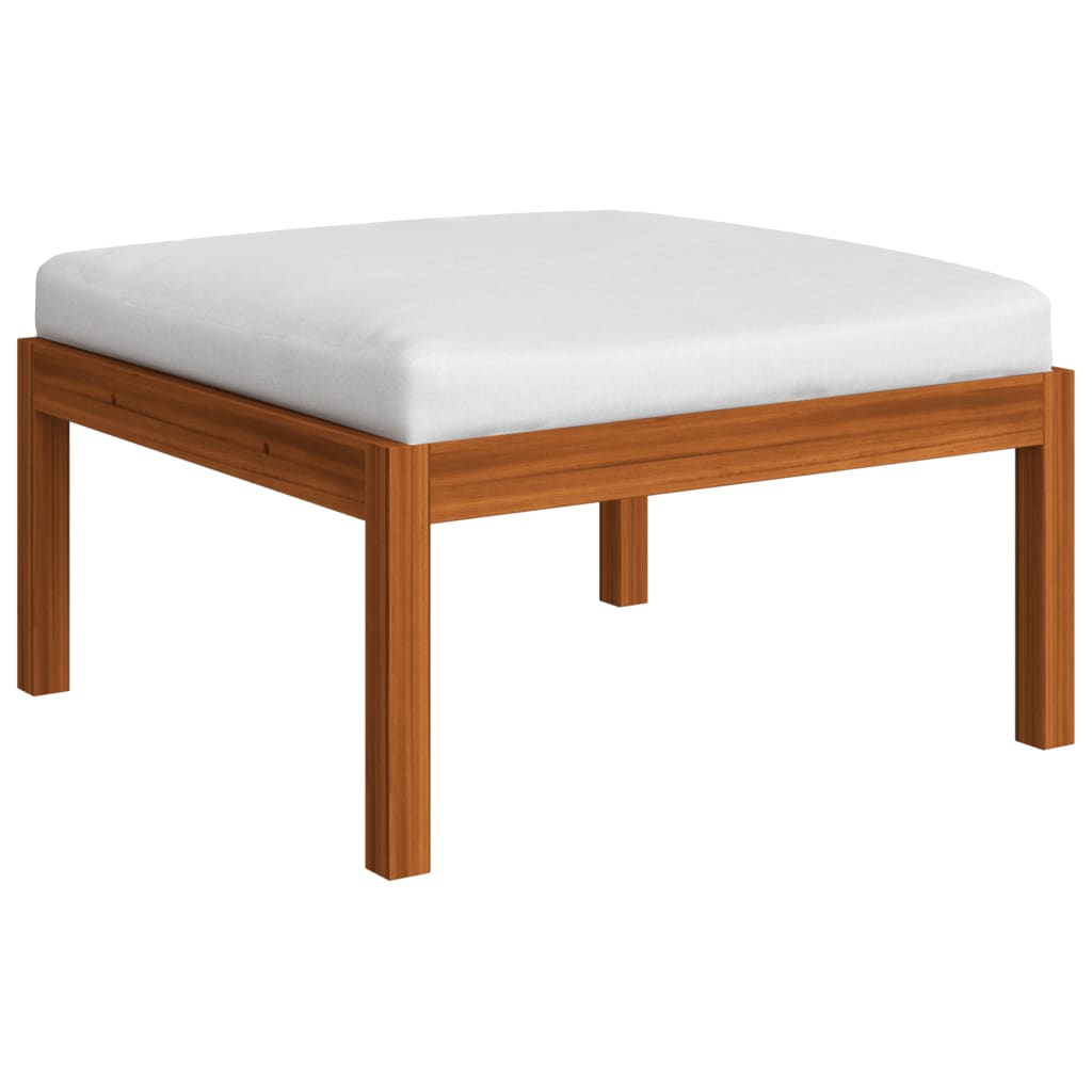 Salon de jardin 10 pièces avec coussins, blanc crème, bois d'acacia massif