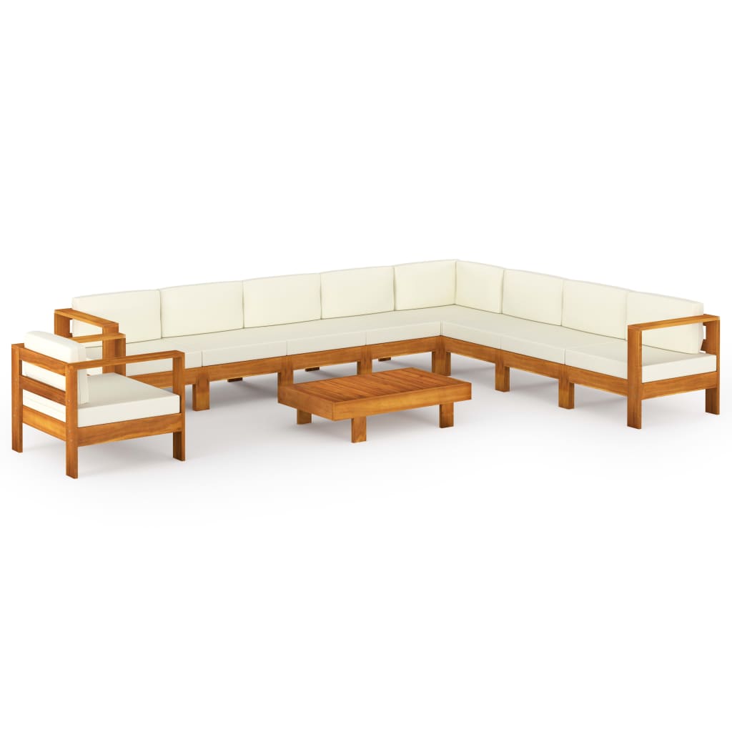 10-tlg. Garten-Lounge-Set mit Kissen 100x60 cm Akazienholz