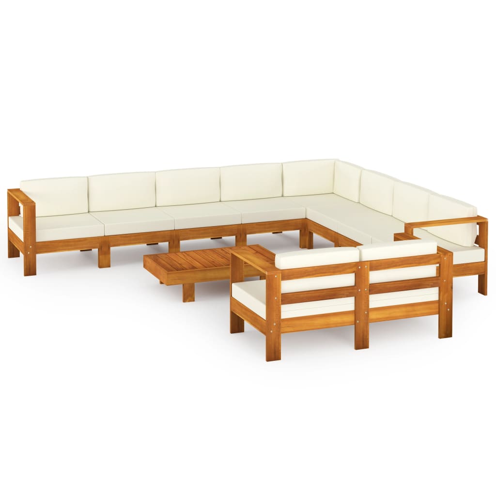 10-tlg. Garten-Lounge-Set mit Kissen 100x60 cm Akazienholz