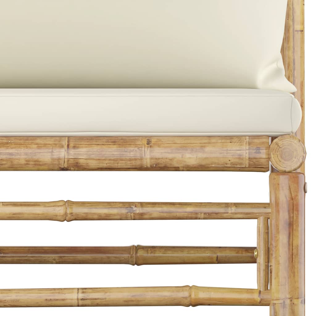 Salon de jardin 10 pièces avec coussins en bambou blanc crème